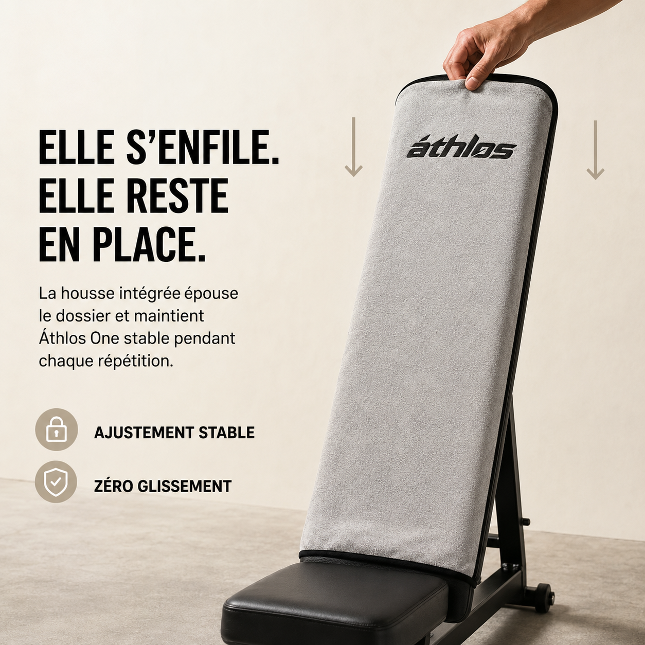 Áthlos One™ — Housse de banc de musculation avec poche téléphone